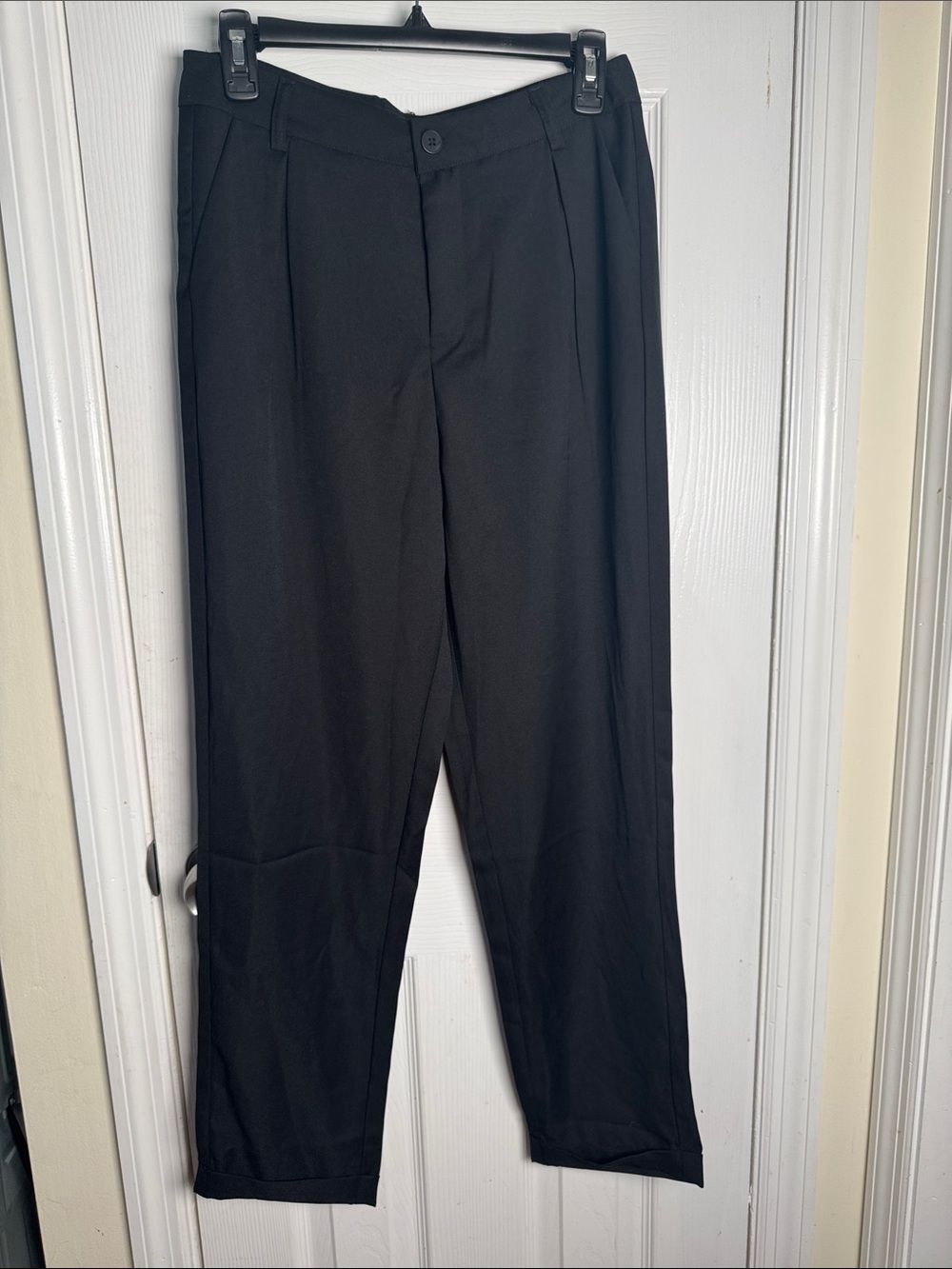 Classic Straight-Leg Black Dress Pants